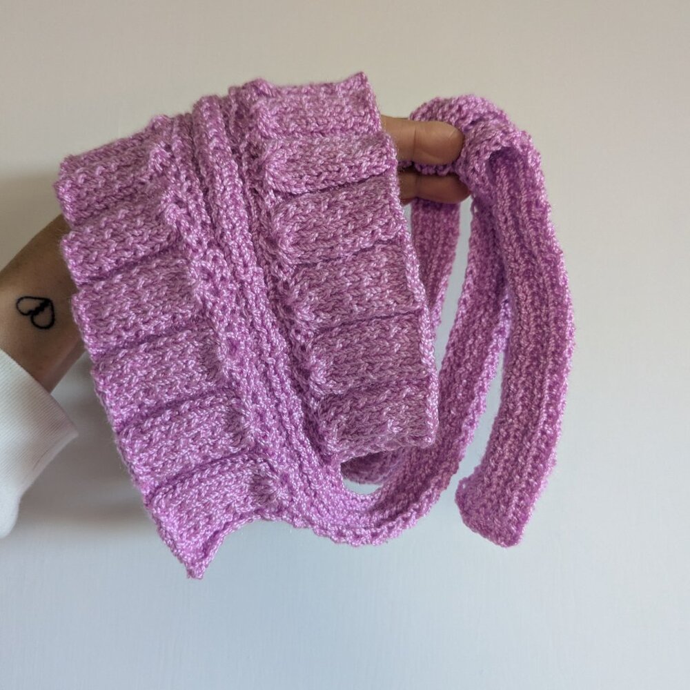 🎀 Hand-Knitted Ruffle Choker Collar – Orchid Pink Poetcore Victorian Academia - Picture 2 of 14